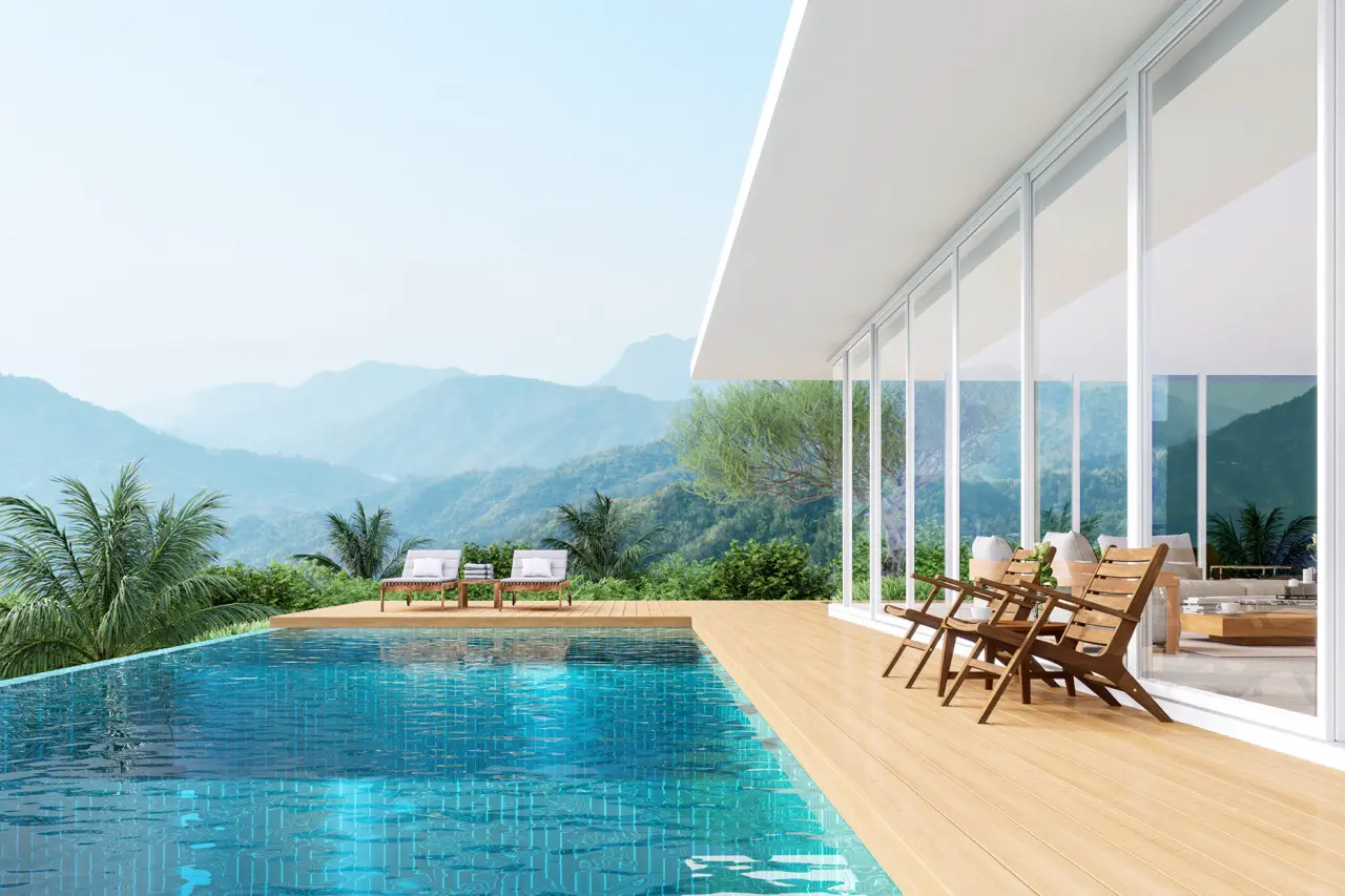 minimal-style-luxury-pool-villa-exterior-with-mountain-view-3d-render Large